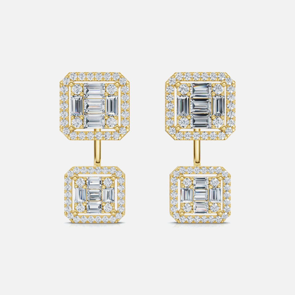 Gold Diamond Ear Jacket Earrings