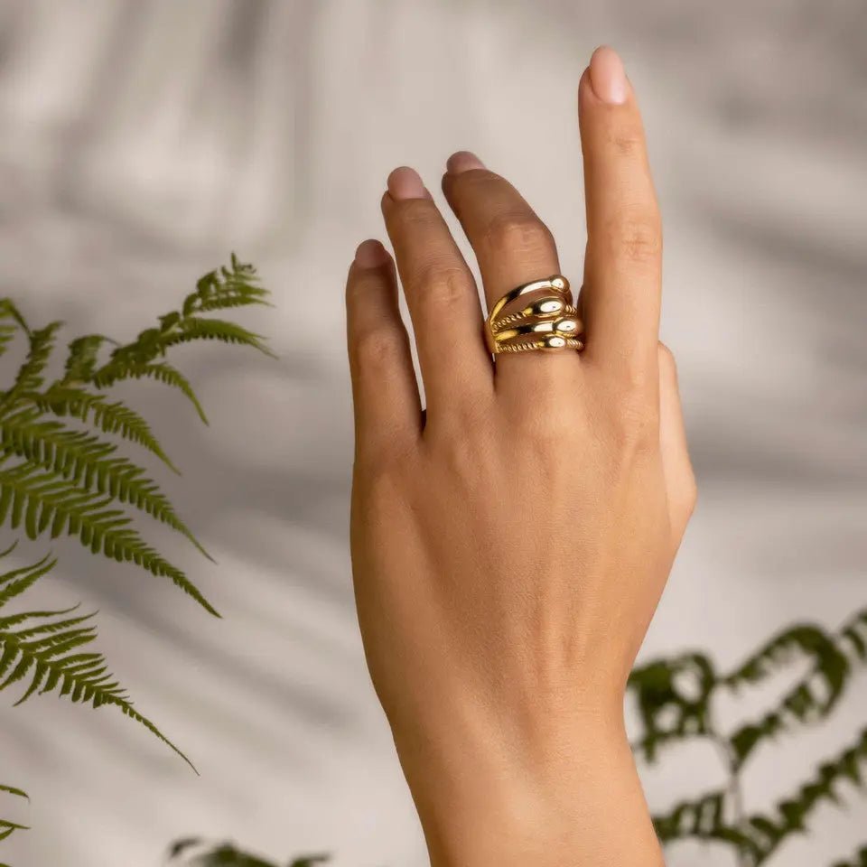 Gold Four Oval Statement Ring - Koru Jewelers