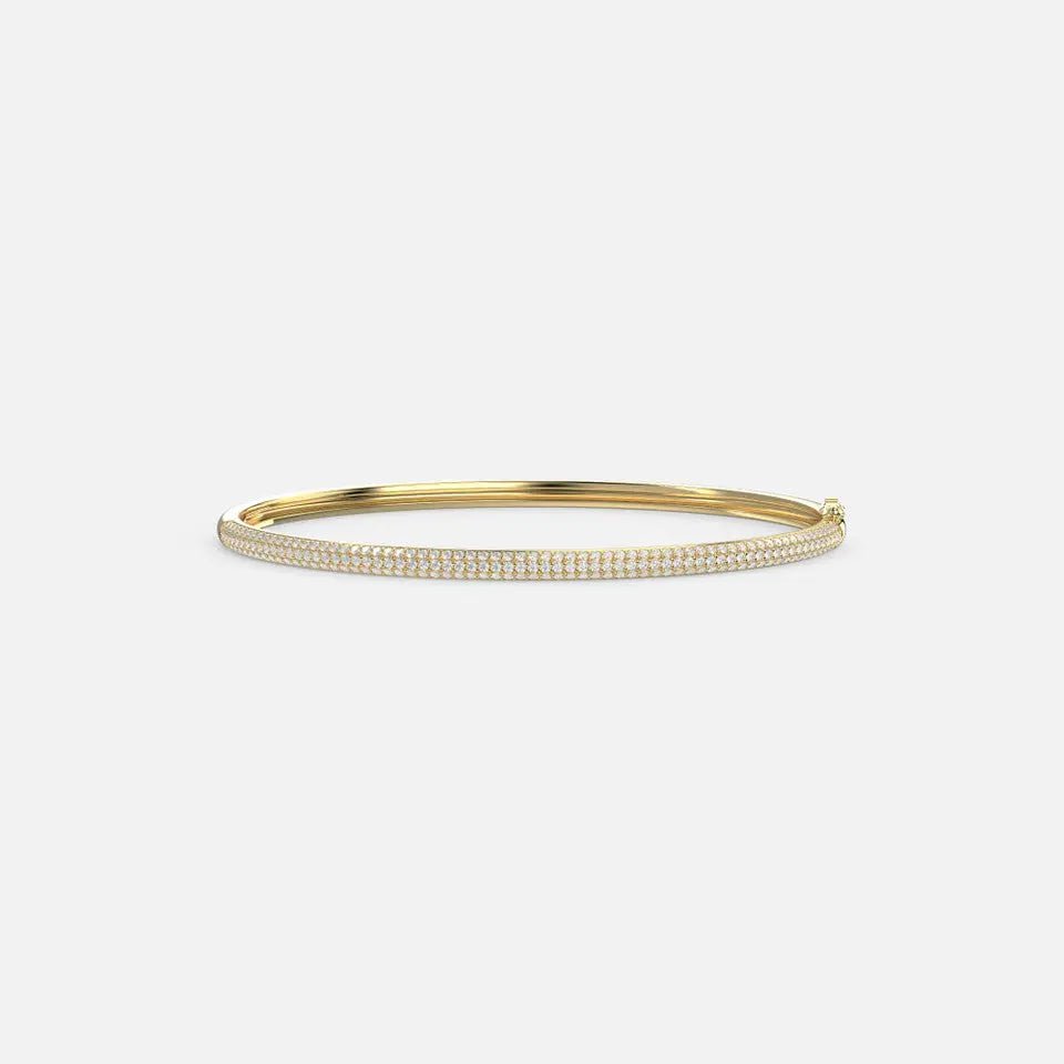 Gold Hinged Micro Diamond Bangle Bracelet - Koru Jewelers
