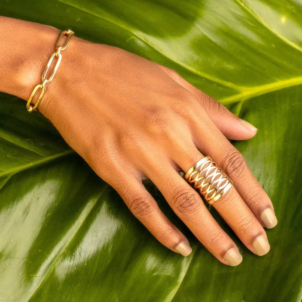 Gold Mesh Statement Ring - Koru Jewelers