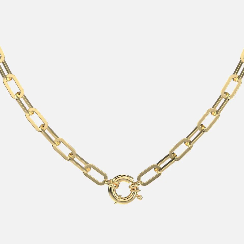 Gold Paperclip Charm Necklace Koru Jewelers