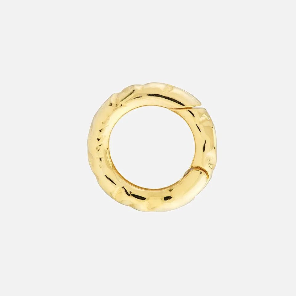 Hammered 14k Gold Round Push Lock Charm - Koru Jewelers