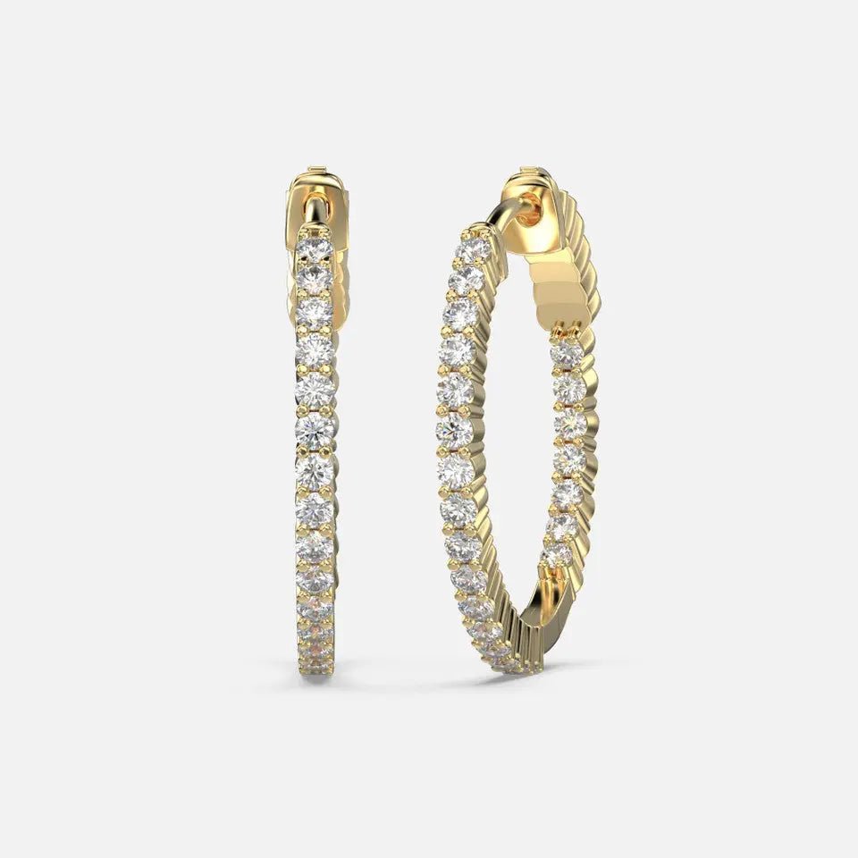Mini Inside Outside Diamond Hoop Earrings - Koru Jewelers