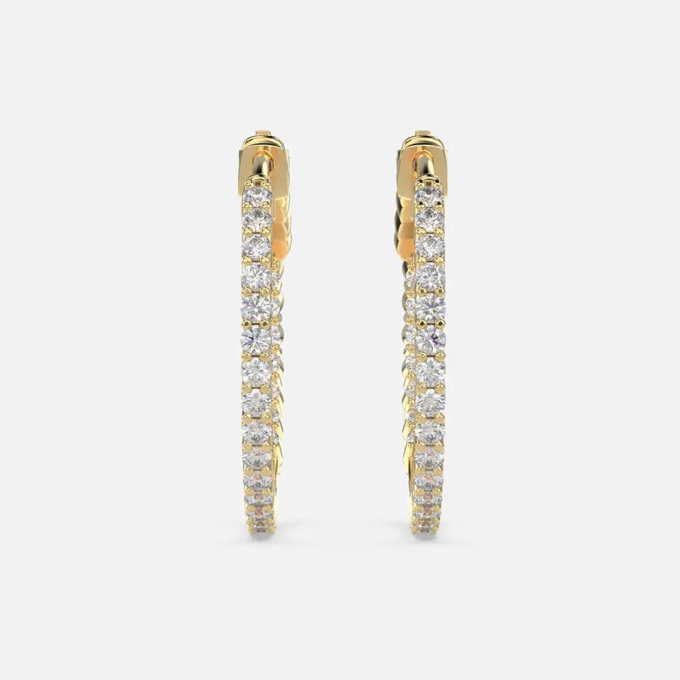 Mini Inside Outside Diamond Hoop Earrings - Koru Jewelers
