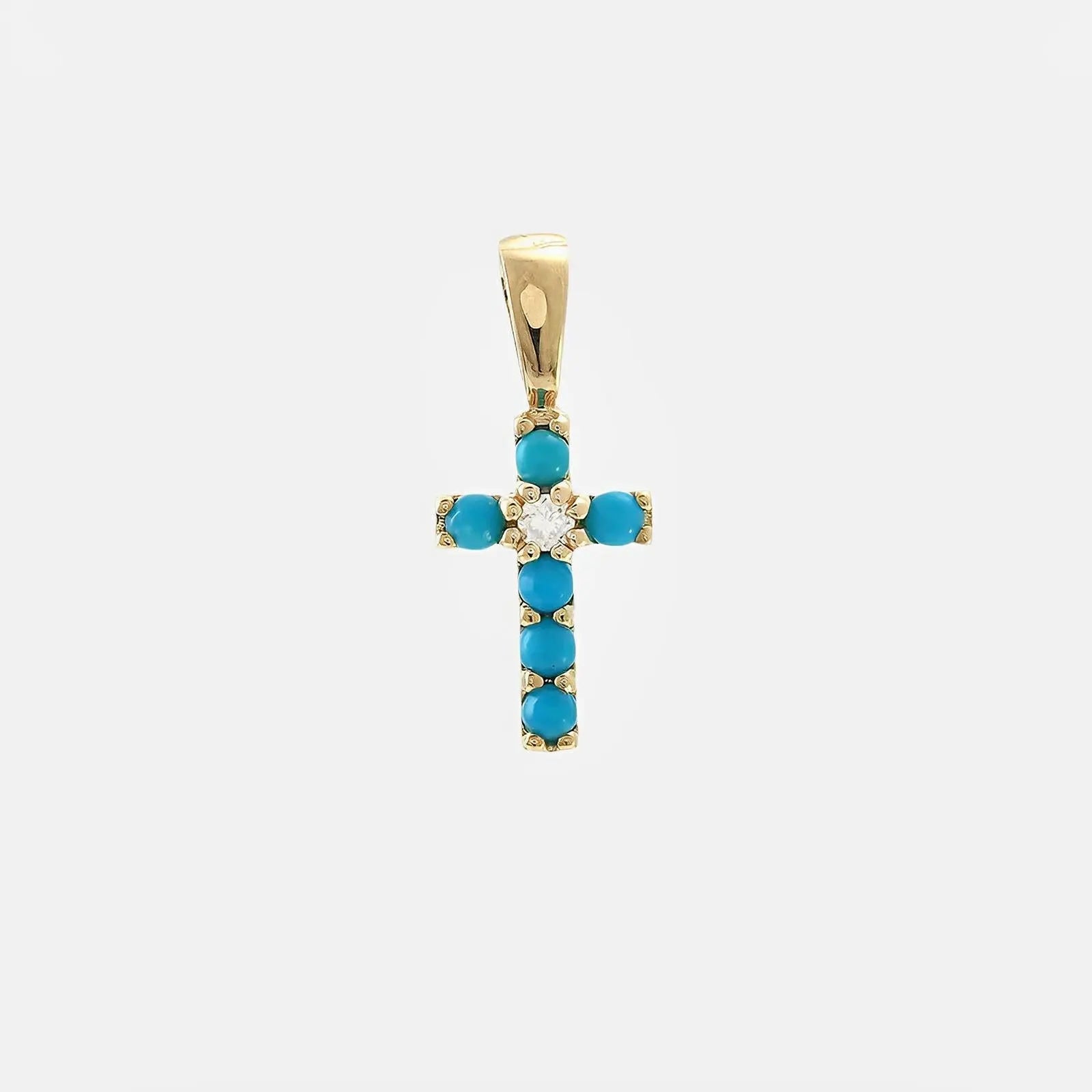 Mini Turquoise Cross Pendant - Koru Jewelers