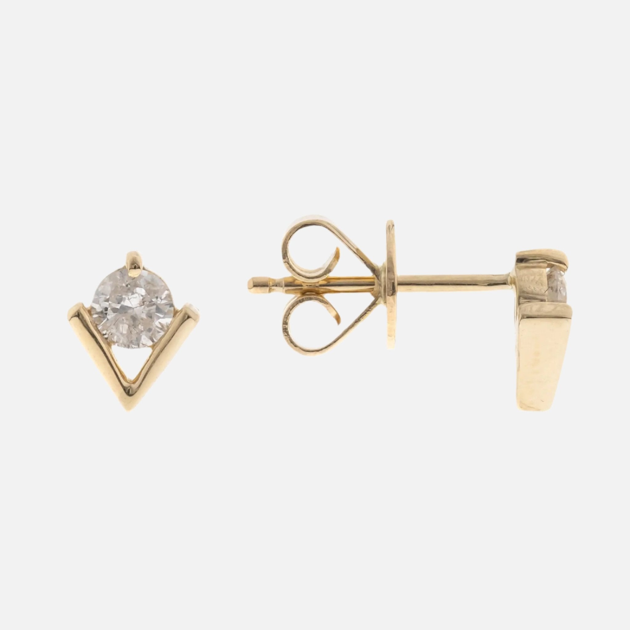 Modern Diamond V Shape Stud Earrings Koru Jewelers