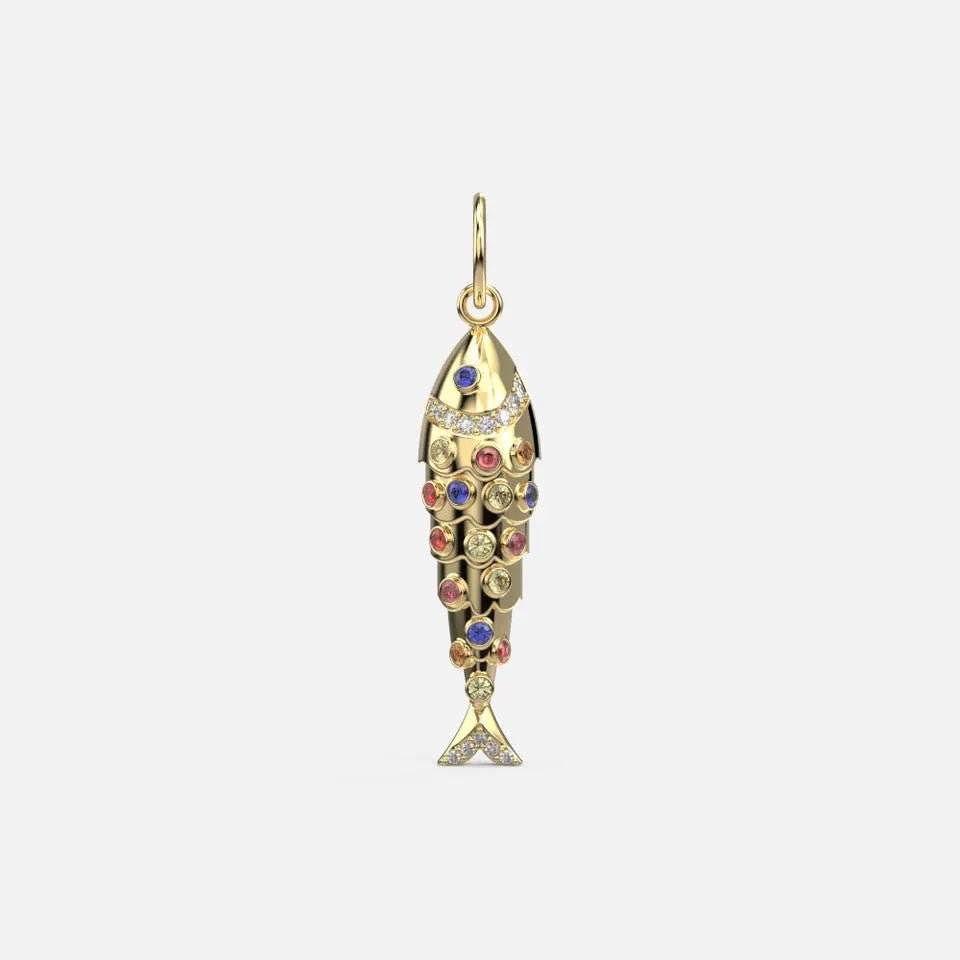 Multi Sapphire Flexible Fish Pendant - Koru Jewelers