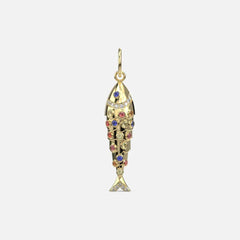 Multi Sapphire Flexible Fish Pendant