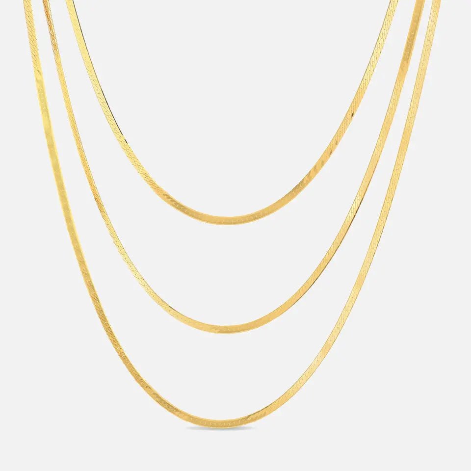 Multi-Strand Gold Herringbone Necklace - Koru Jewelers