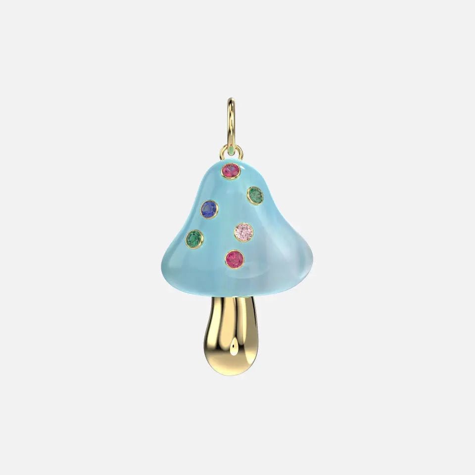 Mystic Chalcedony & Sapphire Mushroom Pendant - Koru Jewelers