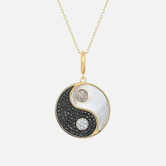 Natural Black Diamond Yin-Yang Pendant Necklace