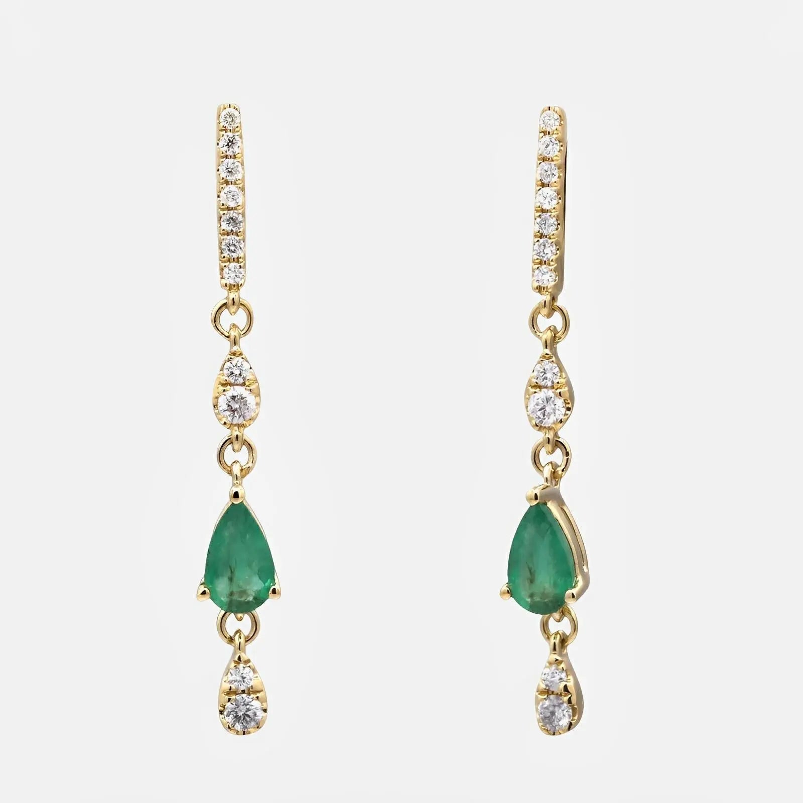 Emerald & Diamond Drop Earrings - Koru Jewelers