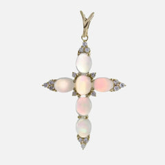 Natural Ethiopian Opal Cross Pendant