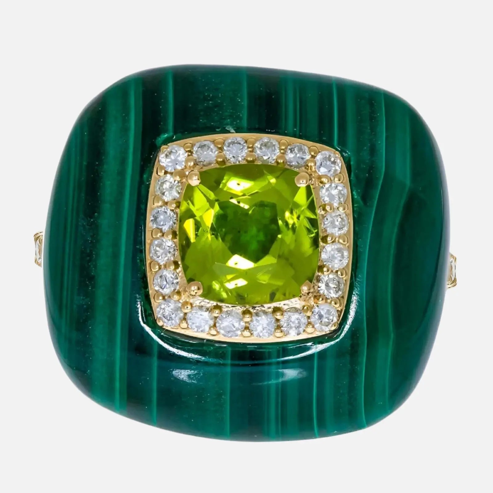 Malachite Peridot Antique Cocktail Ring - Koru Jewelers