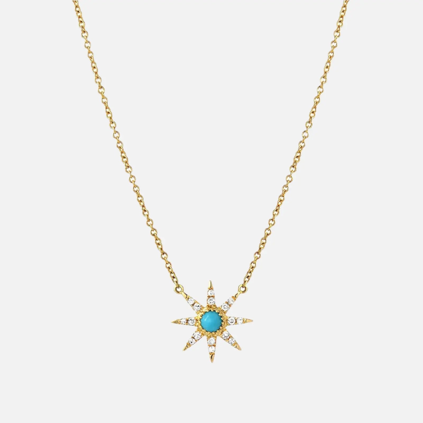 Turquoise & Diamond Starburst Necklace - Koru Jewelers