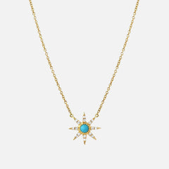 Natural Turquoise & Diamond Starburst Necklace