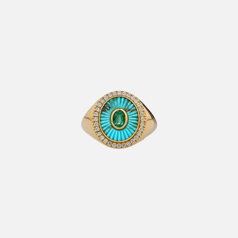 Natural Turquoise & Emerald Pinky Ring
