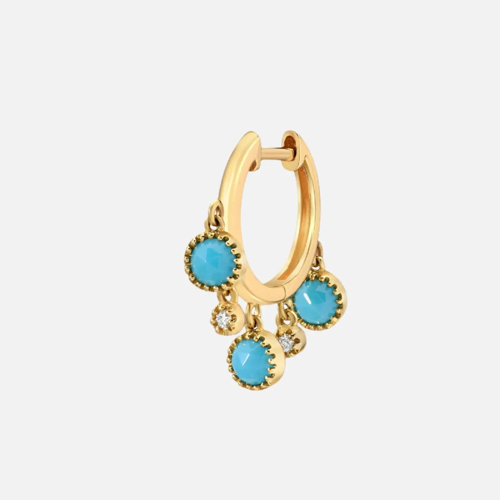 Gold & Turquoise Cascade Huggie Earrings - Koru Jewelers