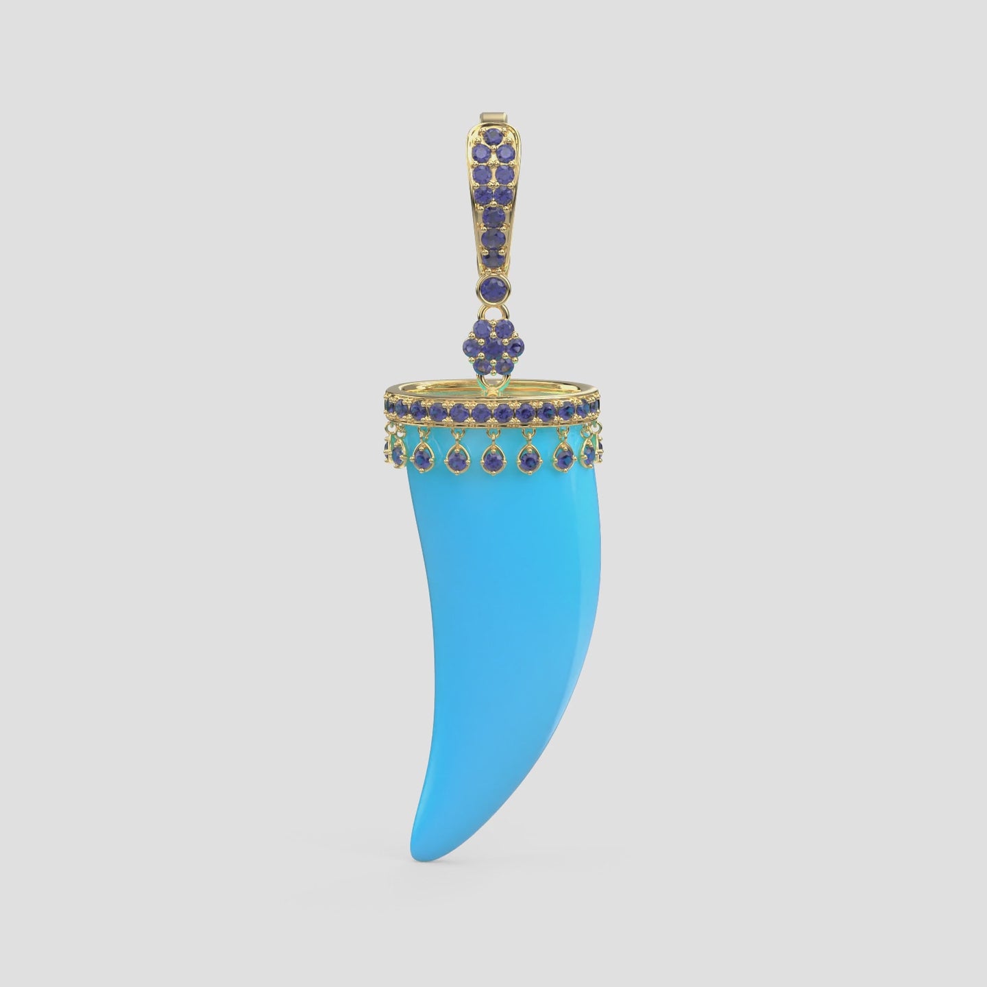 Turquoise Dangle Sapphire Horn Pendant