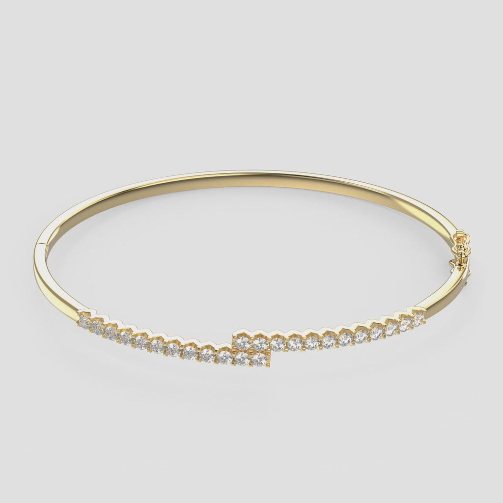 14K Gold Diamond Bangle – 0.12 CTW