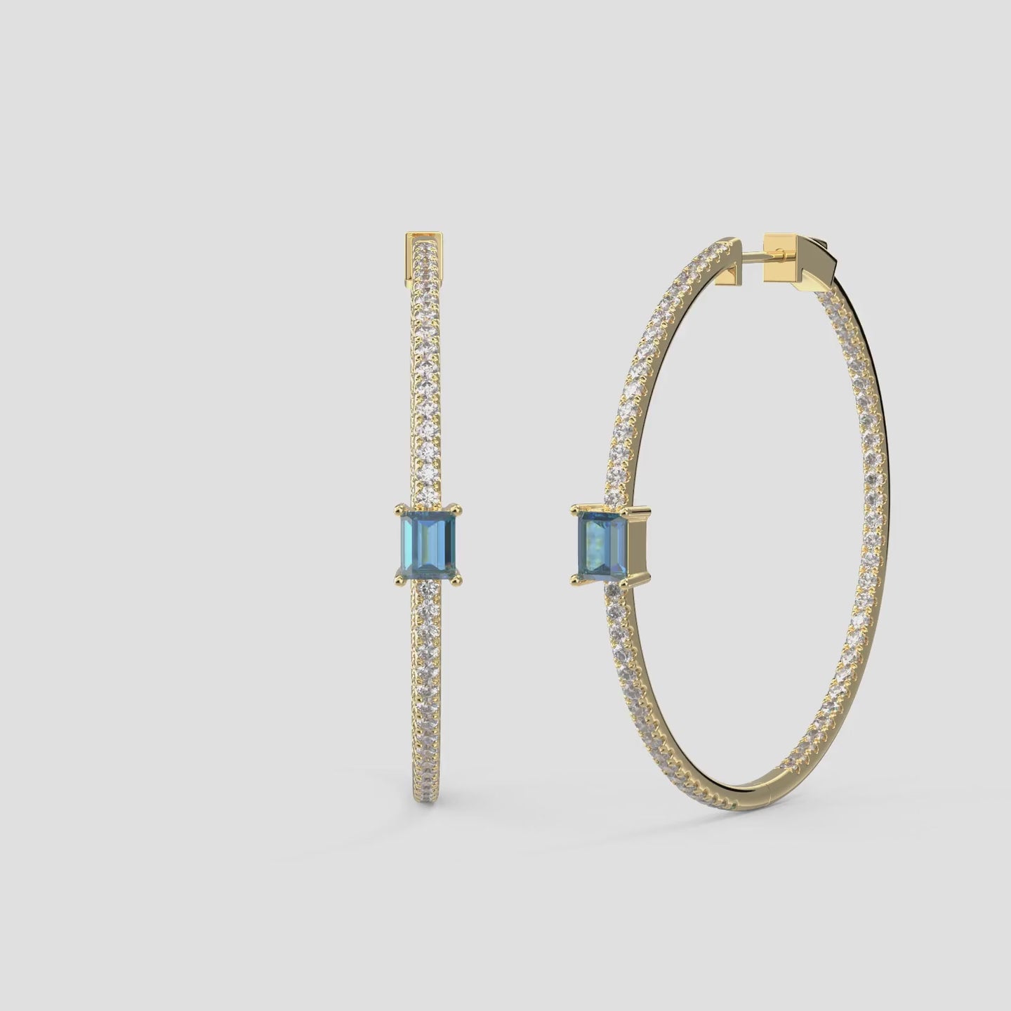 Sophisticated Blue Topaz and Diamond Hoop Earrings
