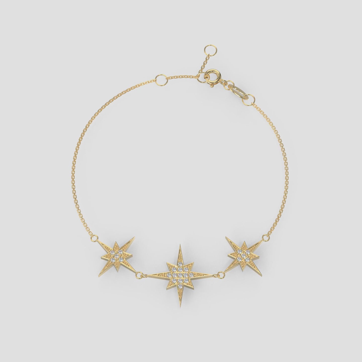 14k Gold North Star Diamond Chain Bracelet