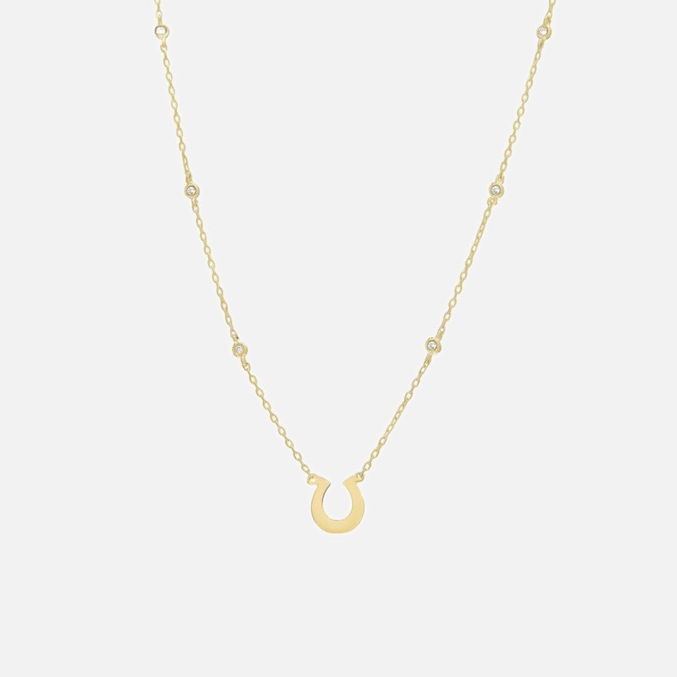 14k Gold Diamond Horseshoe Necklace