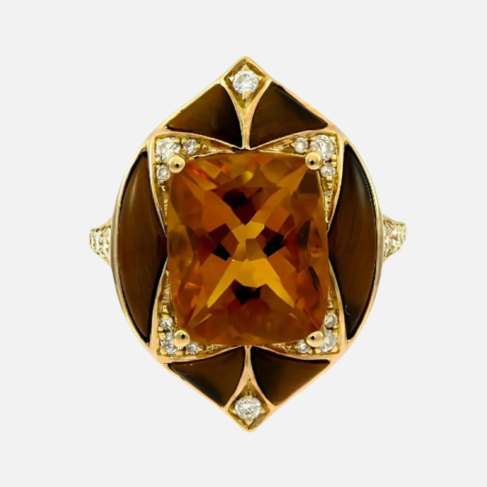 Retro Citrine and Tiger's Eye Ring - Koru Jewelers