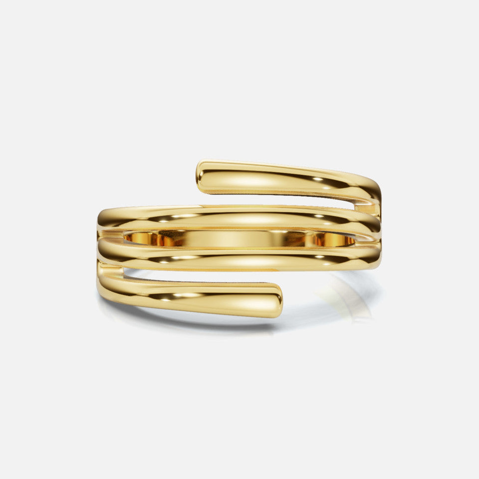 Gold Stackable Three Band Ring