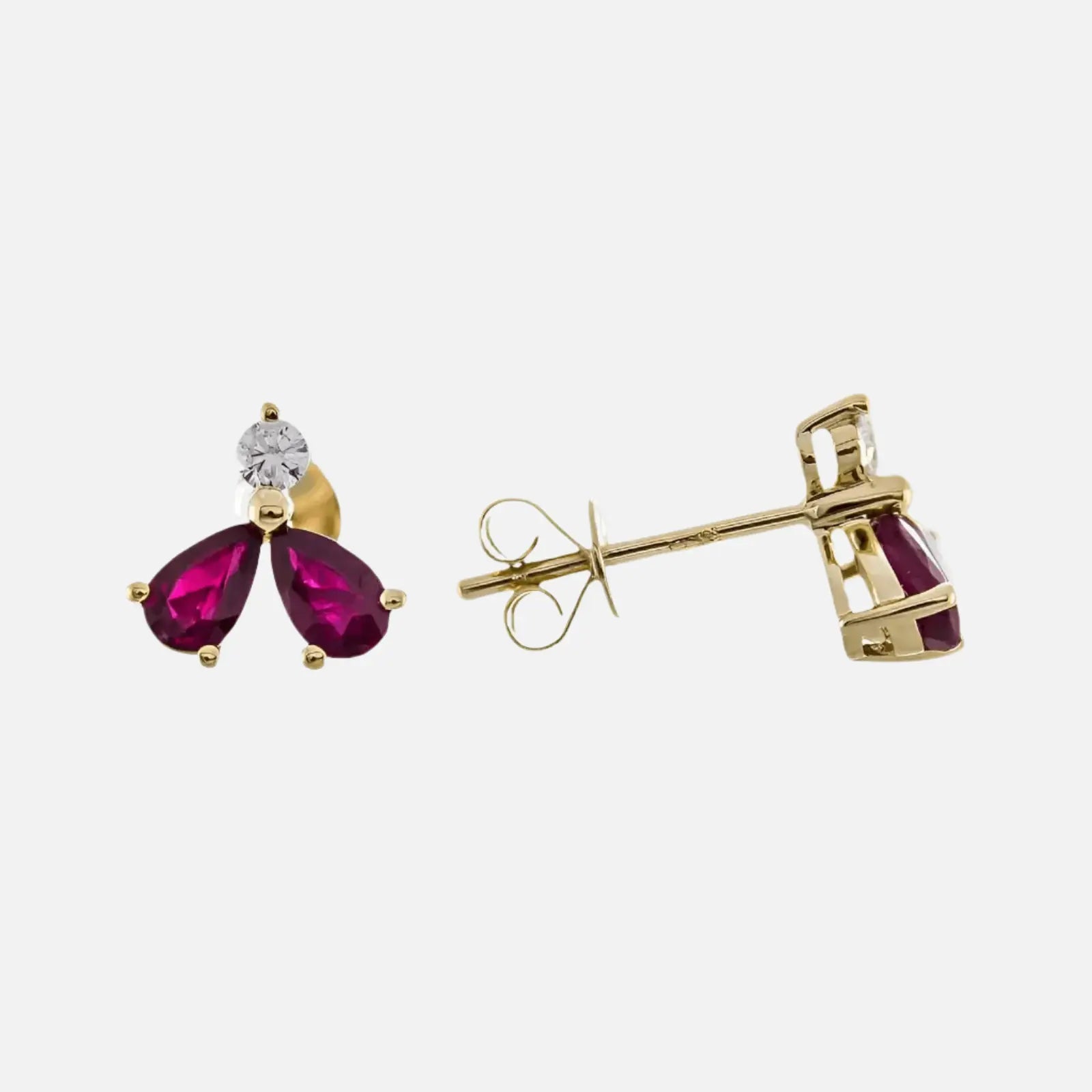 Ruby & Diamond Stud Earrings Koru Jewelers