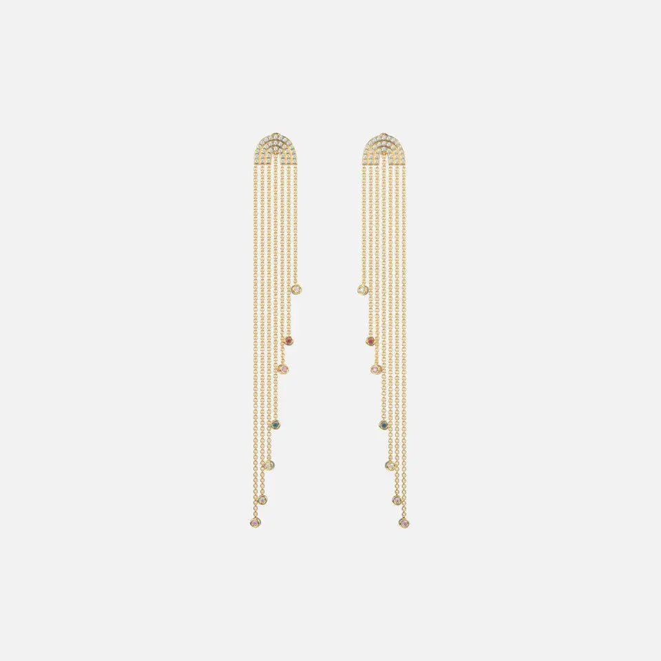 Sapphire Rainbow Cascade Diamond Earrings - Koru Jewelers