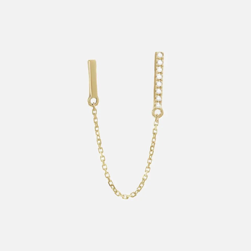 Single Prong Diamond Front and Back Chain Earring - Koru Jewelers