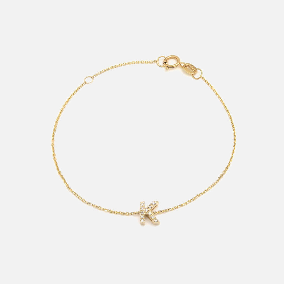 Single Prong Diamond Initial Bracelet