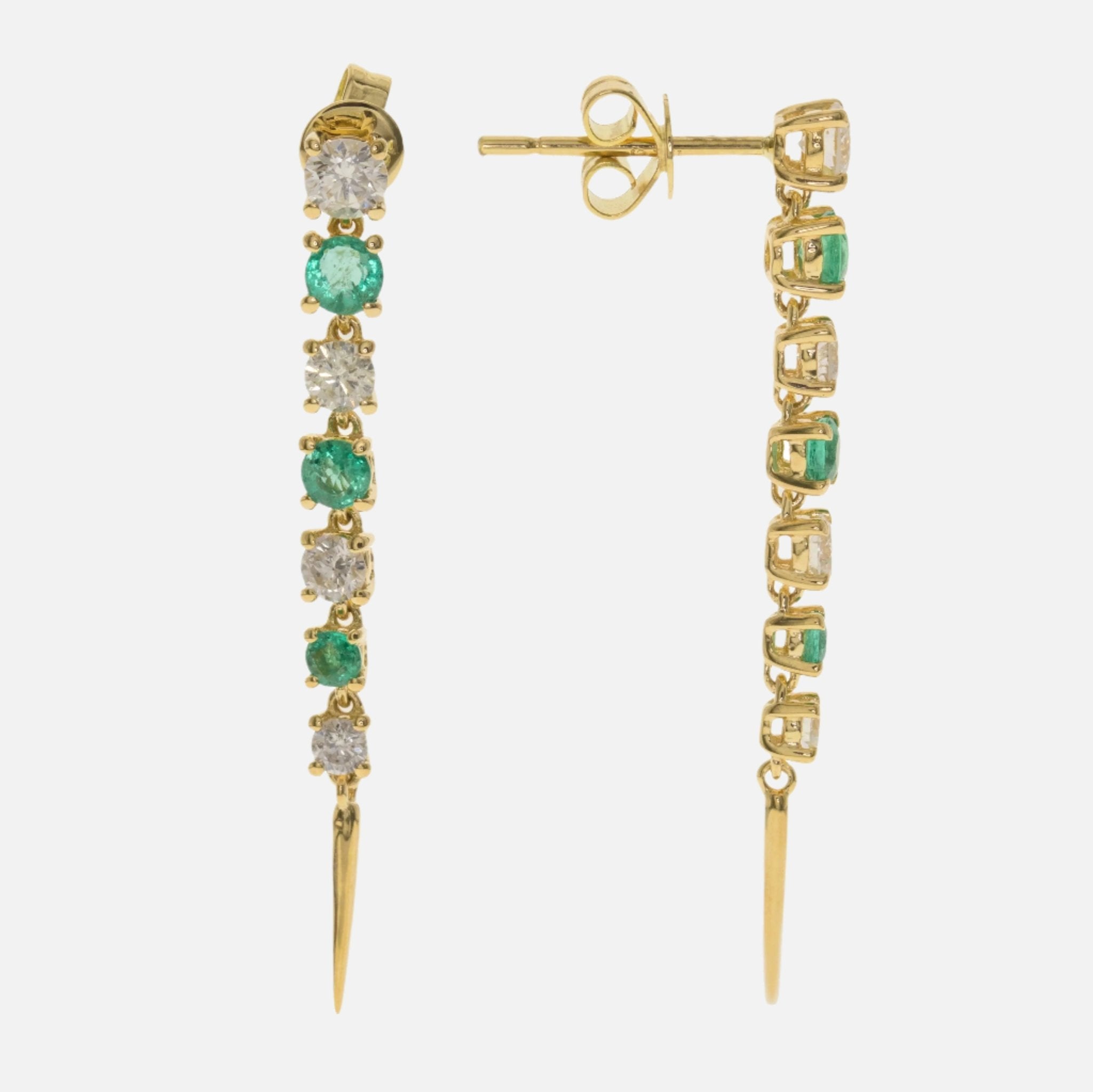 Sophisticated Emerald and Diamond Drop Earrings Koru Jewelers