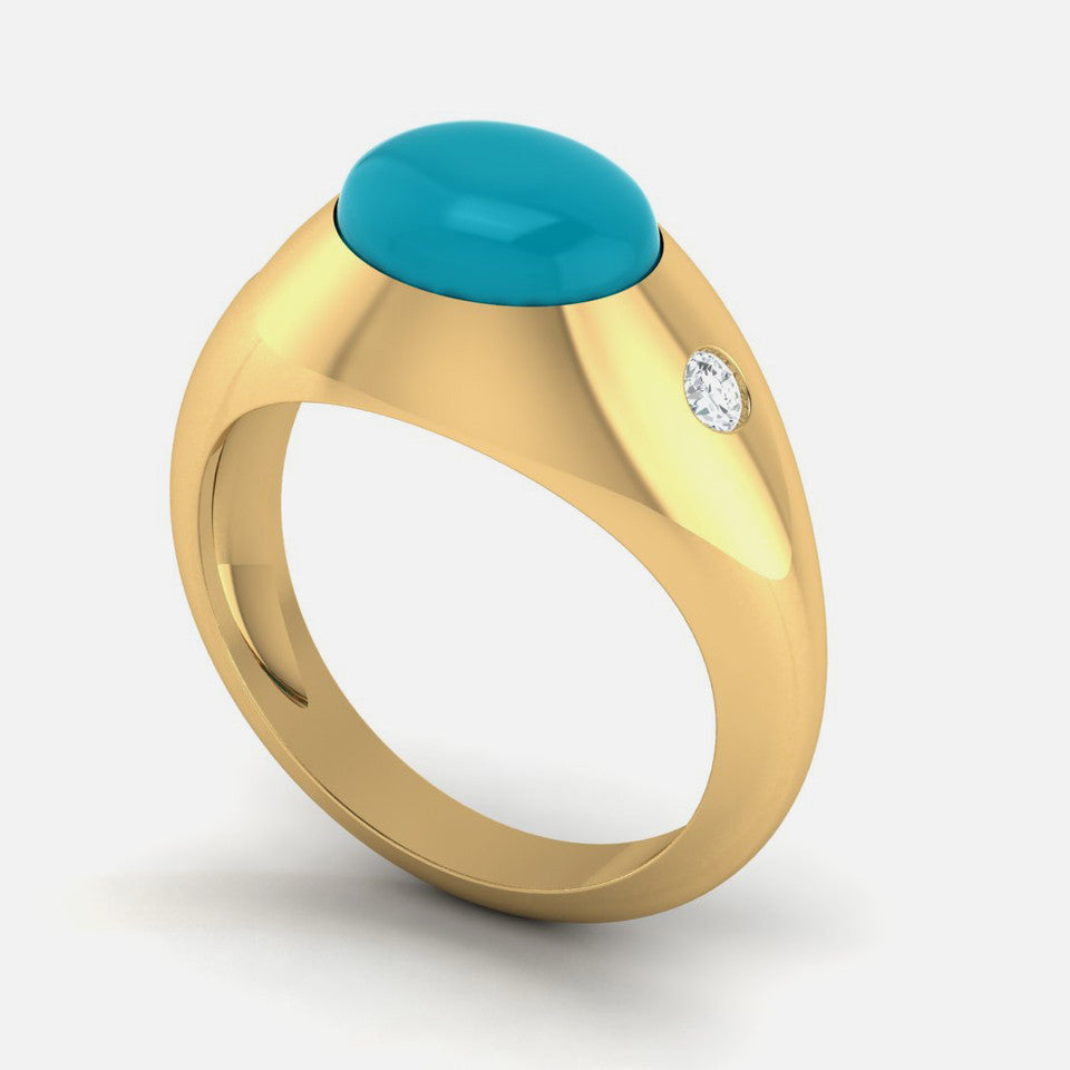 14k Gold Cocktail Turquoise Ring