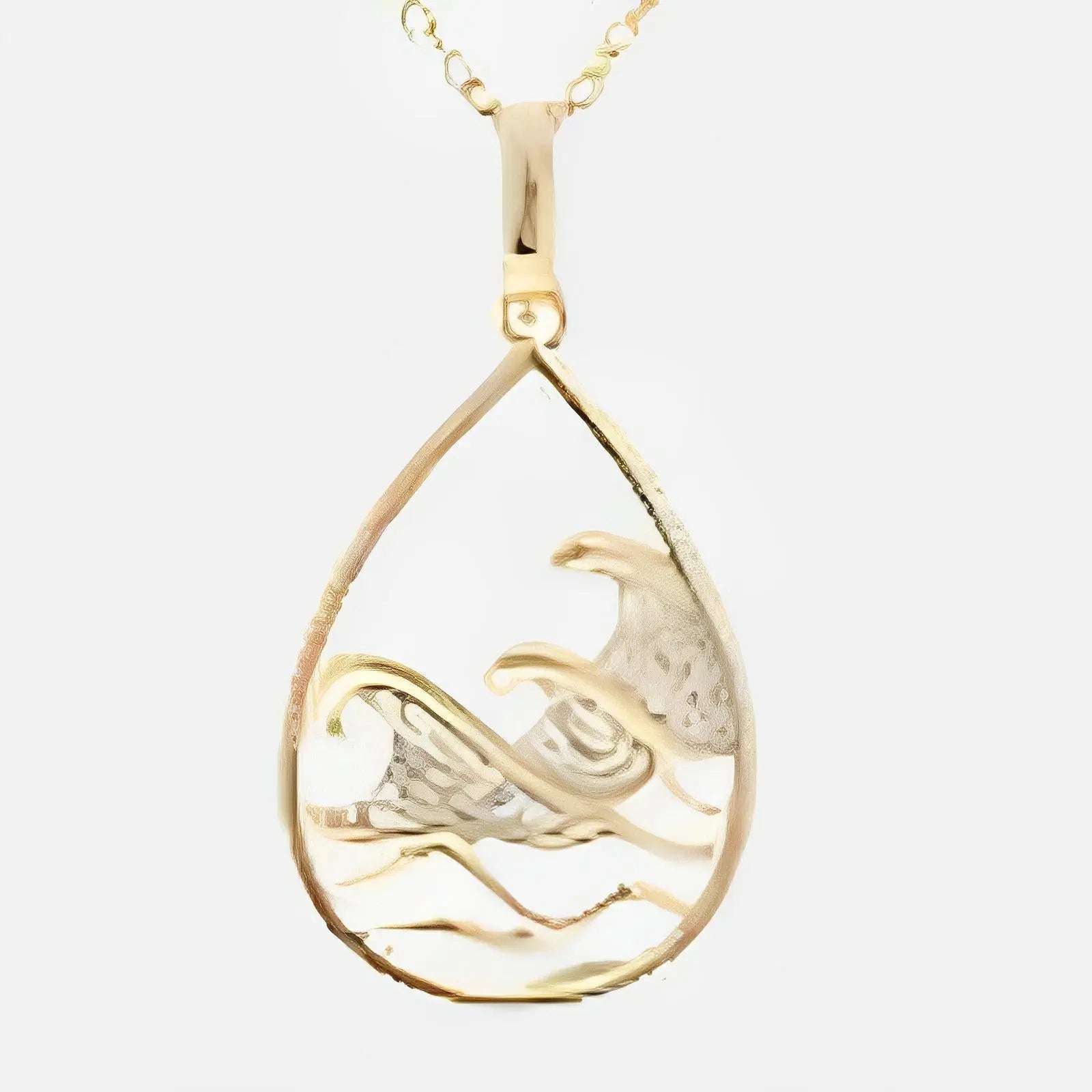 Diamond Wave Teardrop Pendant Necklace Koru Jewelers