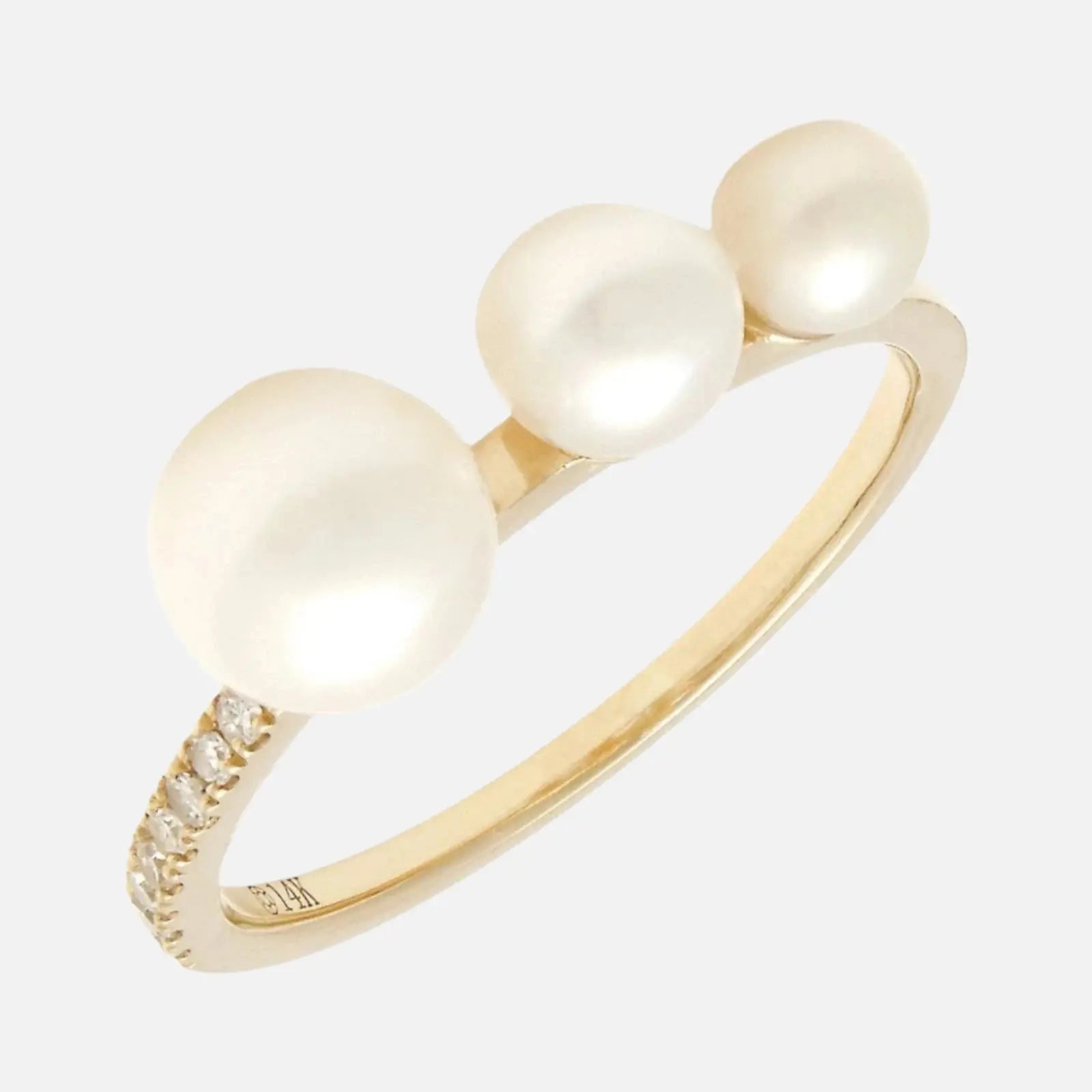 Triple Pearl and Diamond Accent Ring - Koru Jewelers