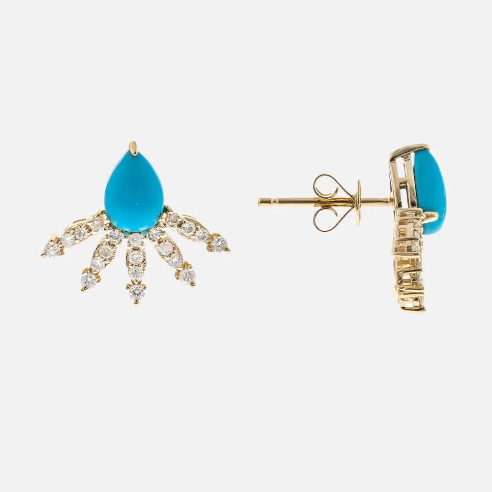 Turquoise and Diamond Radiance Stud Earrings Koru Jewelers