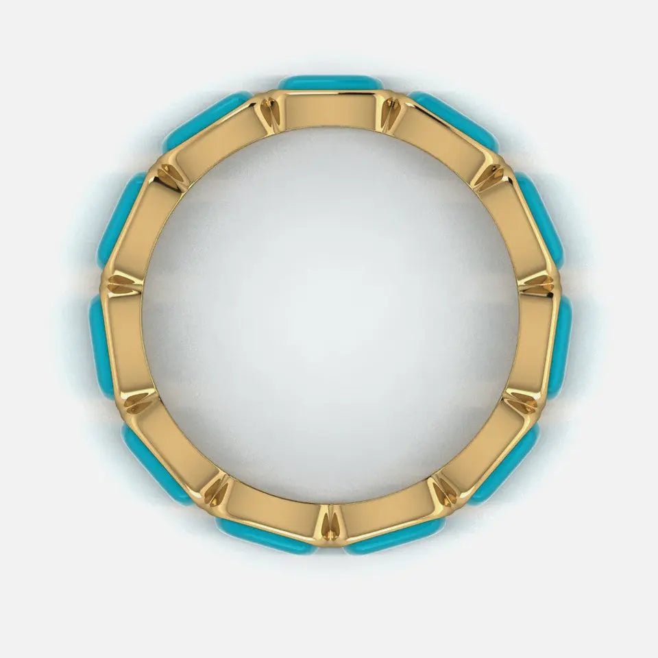 Turquoise Cushion Eternity Band - Koru Jewelers