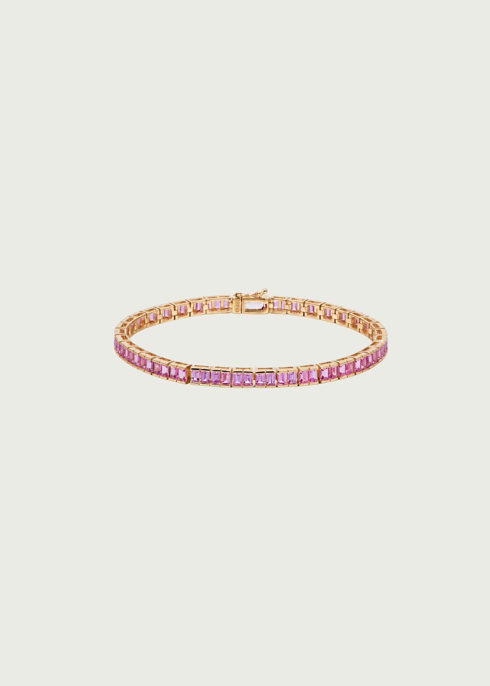 Pink sapphire baguette tennis bracelet